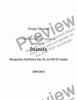 page one of Juanita  D  (C) major, *Mangulina Sinfónica a mi Abuelita* (op.01)