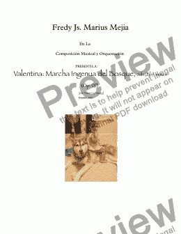 page one of Valentina: Marcha Ingenua del Bosque  (Op. 07) A mi Primera Nieta