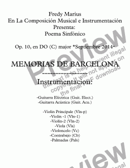 page one of Poema Sinfonico:MEMORIAS DE BARCELONA(Op.10)
