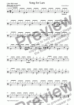 page one of Drums Level 1 - Song for Lars
