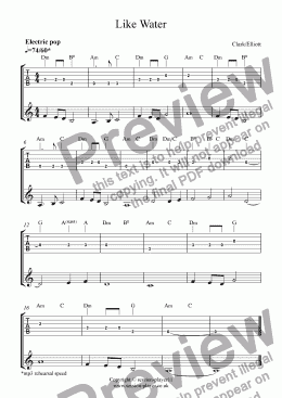 page one of Guitar Level 1 - Like Water