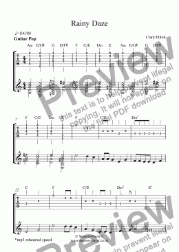 page one of Guitar Level 1 - Rainy Daze