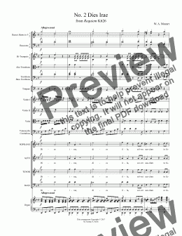 page one of Dies Irae from Mozart's Requiem K626