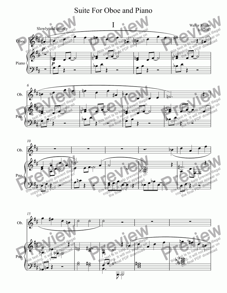 page one of Suite For Oboe and Piano