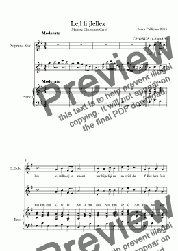 page one of Pullicino Mark, Lejl li jlellex - Choir and piano - Christmas Carol