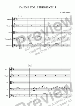 page one of CANON  FOR  STRINGS OP.15