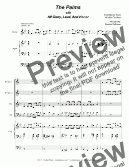 page one of The Palms (with All Glory, Laud, and Honor) (for Brass Quartet)