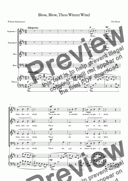 page one of Blow, Blow, Thou Winter Wind - Choir (SSAB)