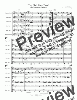 page one of March - Black Horse Troop (for Saxophone Quintet SATTB or AATTB)