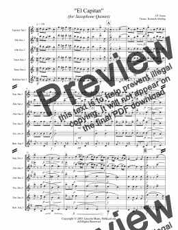 page one of March - El Capitan (for Saxophone Quintet SATTB or AATTB)