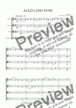page one of Auld Lang Syne (string quartet)