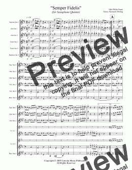 page one of March - Semper Fidelis (for Saxophone Quintet SATTB or AATTB)