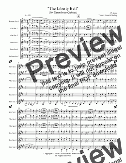 page one of March - The Liberty Bell (for Saxophone Quintet SATTB or AATTB)