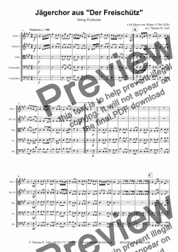 page one of Jaegerchor - Der Freischuetz C.M.Weber - String Orchestra
