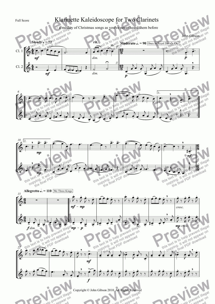 page one of Klarinette Kaleidoscope for Two Clarinets