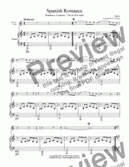 page one of Spanish Romance for flute/violin and easy piano