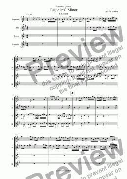 page one of Bach - Fugue in G Minor (Sax Quartet)
