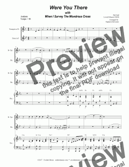page one of Were You There (with When I Survey The Wondrous Cross) (Duet for Bb-Trumpet & French Horn)