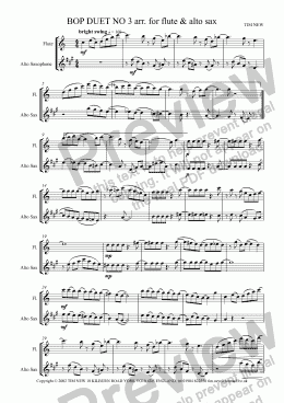 page one of BOP DUET NO 3 arr. for flute & alto sax
