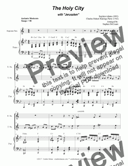 page one of The Holy City (with Jerusalem) (Duet for Soprano and Tenor Saxophone)
