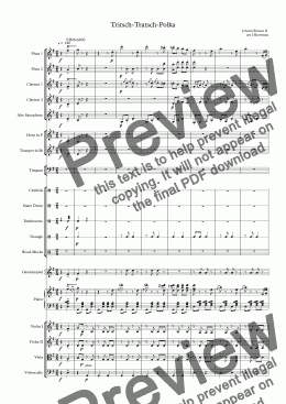 page one of JOHANN STRAUSS II - Tritsch-Tratsch-Polka (arranged for training orchestra)