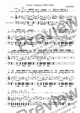 page one of Fermi Drumline Cadence 03-04