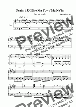 page one of Hine Ma Tov u'Ma Na'im (Psalm 133) - harp solo