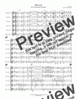 page one of March - Bravura (for Saxophone Quintet SATTB or AATTB)