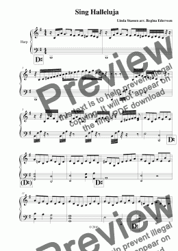 page one of Sing Halleluya - pedal harp solo
