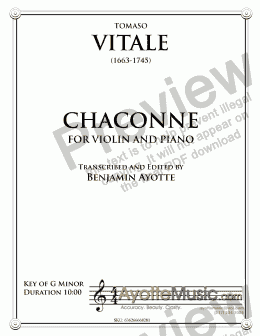 page one of Vitale - Chaconne for Violin and Piano