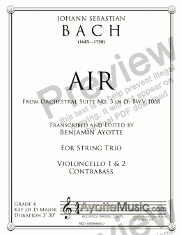 page one of Bach - Air from Orchestral Suite No. 3 in D (CCB Trio)