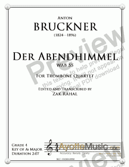 page one of Bruckner - Der Abendhimmel