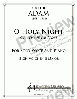 page one of Adam - O Holy Night / Cantique de Noel for High Voice in Eb Major