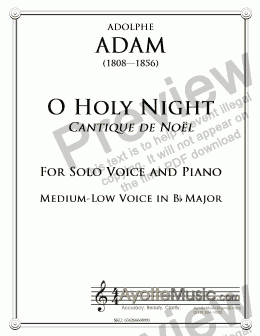 page one of Adam - O Holy Night / Cantique de Noel for Medium Low Voice in Bb Major