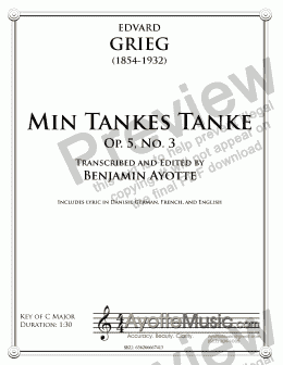 page one of Grieg - Min Tankes Tanke