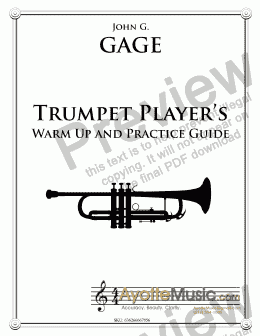 page one of Gage - Trumpet Players Warm Up and Practice Guide