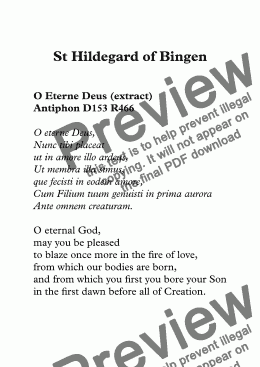 page one of Hildegard of Bingen - O Eterne Deus Antiphon (extract)