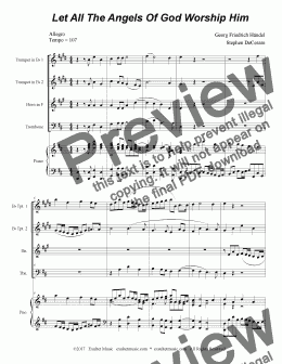 page one of Let All The Angels Of God Worship Him (for Brass Quartet)