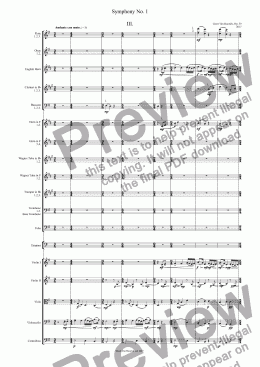 page one of Symphony No. 1 in A minor, Op. 59 - III. Andante con moto - Adagio nobilmente