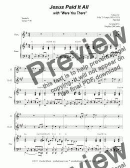 page one of Jesus Paid It All (with Were You There) (Duet for Flute & Bb-Clarinet)