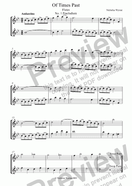 page one of Of Times Past. Duets for Flutes