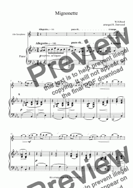 page one of Reed - Mignonette for Eb Alto Saxophone & Piano