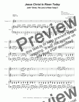 page one of Jesus Christ Is Risen Today (with "Christ, The Lord, Is Risen Today") (Duet for C-Trumpet)