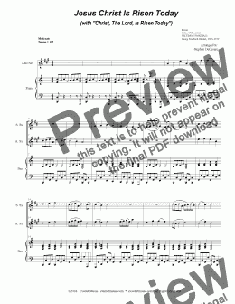page one of Jesus Christ Is Risen Today (with "Christ, The Lord, Is Risen Today") (Duet for Soprano & Alto Saxophone)