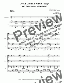 page one of Jesus Christ Is Risen Today (with "Christ, The Lord, Is Risen Today") (Duet for Flute & Bb-Clarinet)