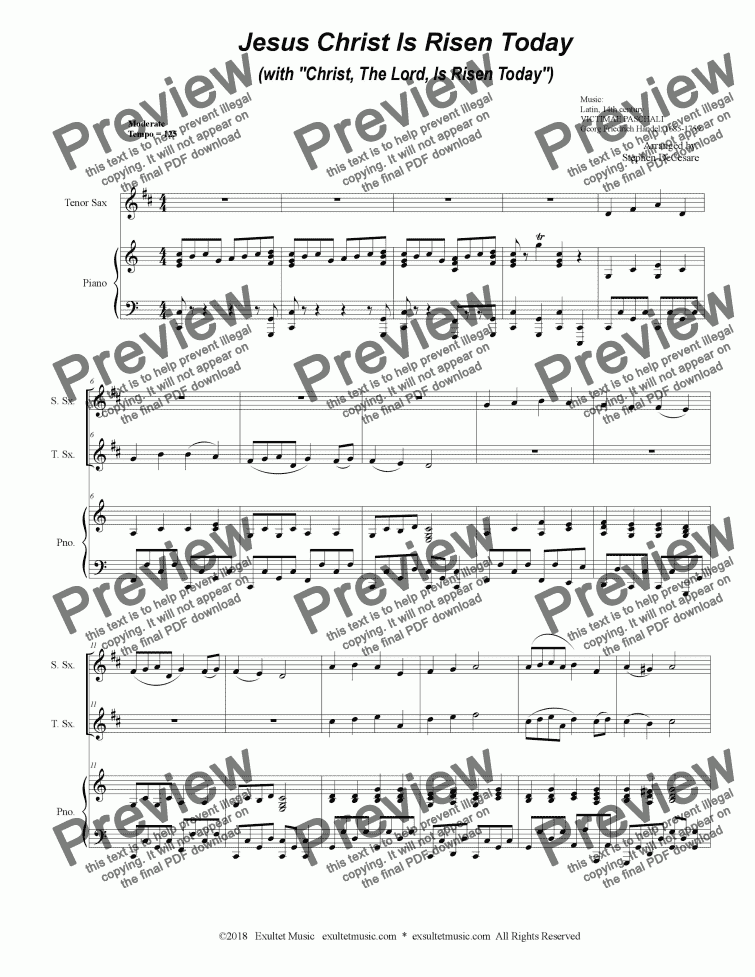page one of Jesus Christ Is Risen Today (with "Christ, The Lord, Is Risen Today") (Duet for Soprano & Tenor Saxophone)