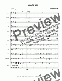 page one of Lacrimosa (from "Requiem Mass" - Full Score)