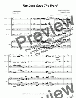 page one of The Lord Gave The Word (for Brass Quartet)