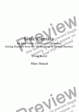 page one of Stoic Cantata, Vocal Score (with piano accompaniment)