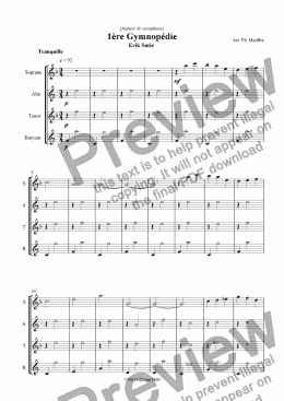 page one of Satie - Gymnopedie no1 (Sax Quartet)
